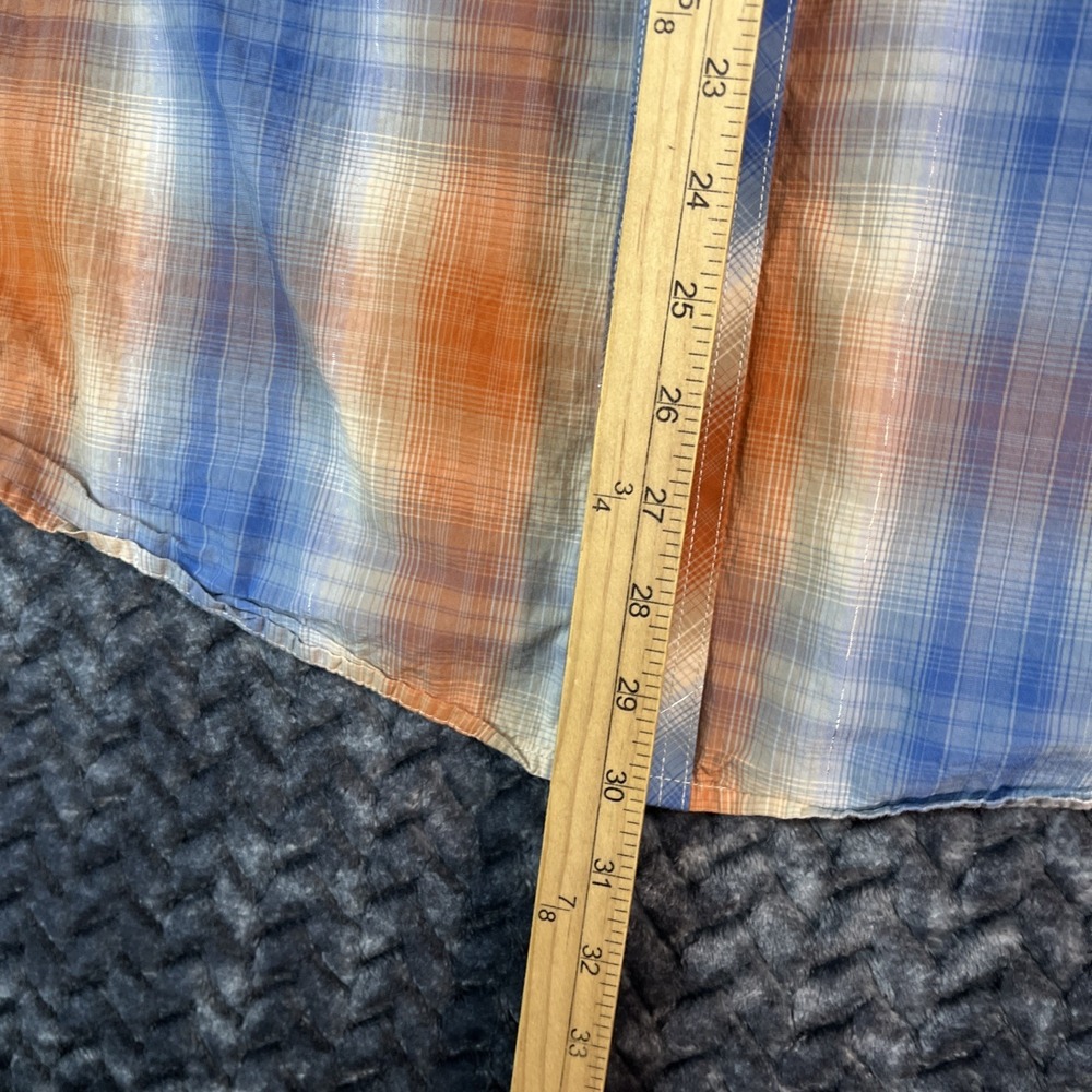 Wrangler Blue and Orange Plaid Western Pearl Snap Shirt - Picture 7 of 10
